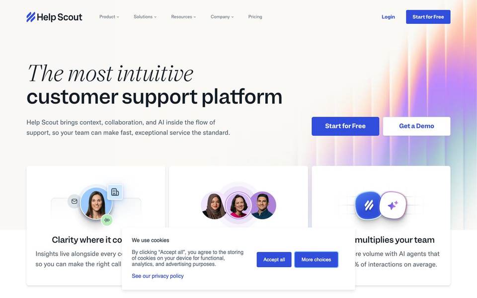 Help Scout homepage screenshot