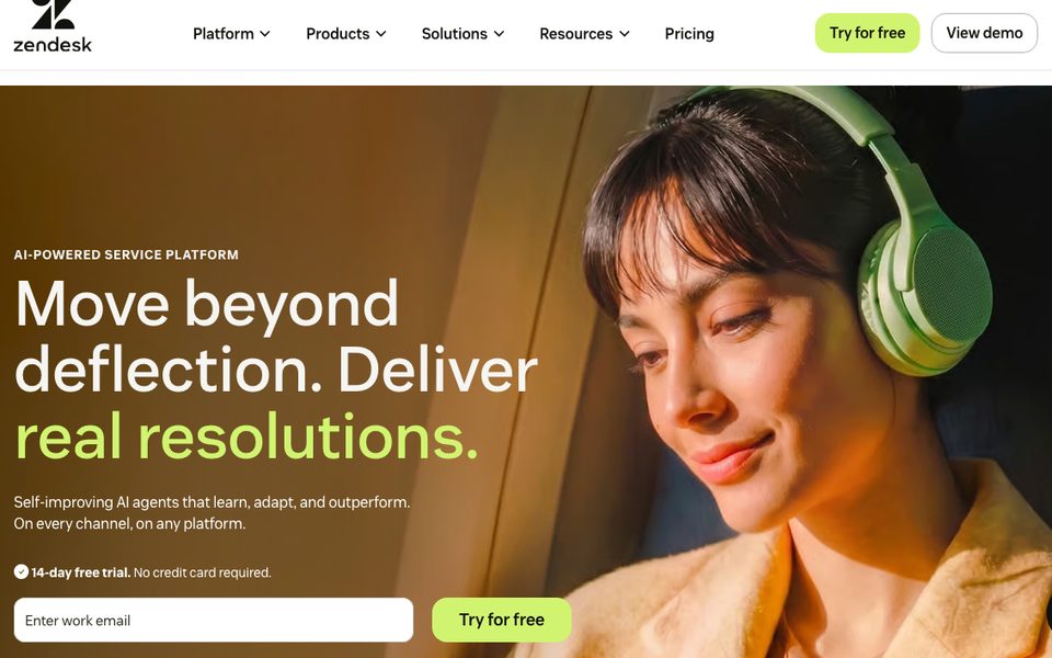 Zendesk homepage